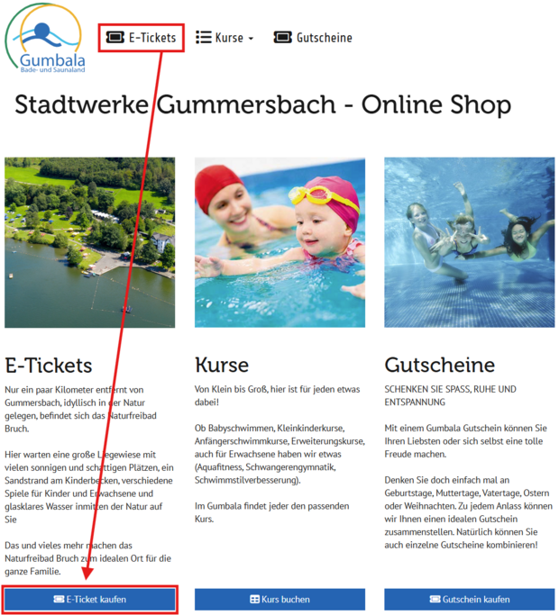 Klicken Sie auf E-Ticket kaufen